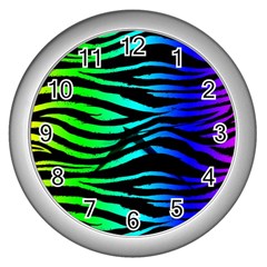 Rainbow Zebra Wall Clock (silver)