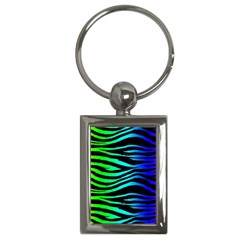 Rainbow Zebra Key Chain (rectangle) by ArtistRoseanneJones