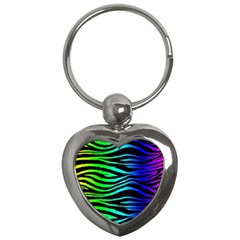 Rainbow Zebra Key Chain (heart)