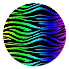 Rainbow Zebra Magnet 5  (round)