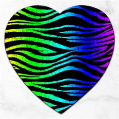 Rainbow Zebra Jigsaw Puzzle (heart) by ArtistRoseanneJones