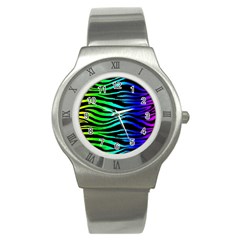 Rainbow Zebra Stainless Steel Watch (slim)