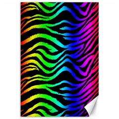 Rainbow Zebra Canvas 12  X 18  (unframed)