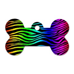 Rainbow Zebra Dog Tag Bone (one Sided)