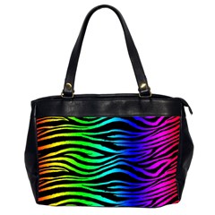 Rainbow Zebra Oversize Office Handbag (two Sides) by ArtistRoseanneJones