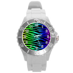 Rainbow Zebra Plastic Sport Watch (large)