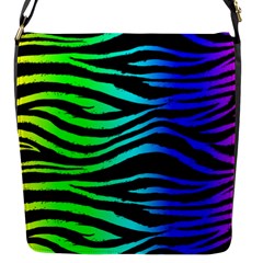 Rainbow Zebra Flap Closure Messenger Bag (small) by ArtistRoseanneJones