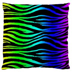 Rainbow Zebra Large Flano Cushion Case (two Sides) by ArtistRoseanneJones