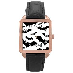 Deathrock Bats Rose Gold Leather Watch  by ArtistRoseanneJones