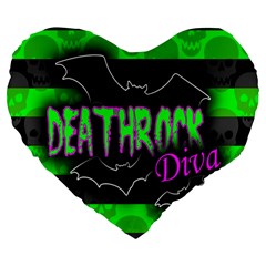 Deathrock Diva Large 19  Premium Heart Shape Cushion by ArtistRoseanneJones