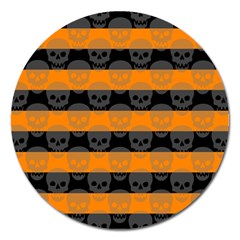 Deathrock Stripes Magnet 5  (round) by ArtistRoseanneJones