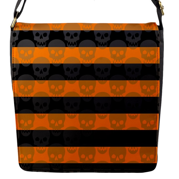 Deathrock Stripes Flap Closure Messenger Bag (Small)