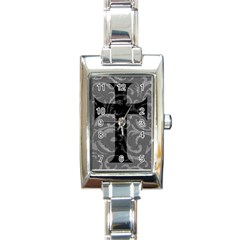 Goth Brocade Cross Rectangular Italian Charm Watch by ArtistRoseanneJones