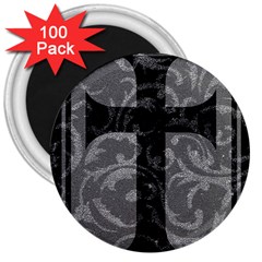 Goth Brocade Cross 3  Button Magnet (100 Pack) by ArtistRoseanneJones