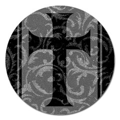 Goth Brocade Cross Magnet 5  (round)