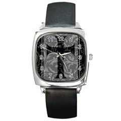 Goth Brocade Cross Square Leather Watch by ArtistRoseanneJones