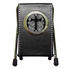 Goth Brocade Cross Stationery Holder Clock