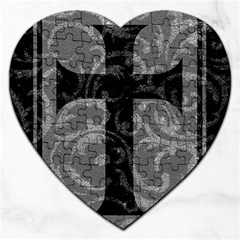 Goth Brocade Cross Jigsaw Puzzle (heart) by ArtistRoseanneJones