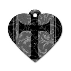 Goth Brocade Cross Dog Tag Heart (one Sided) 