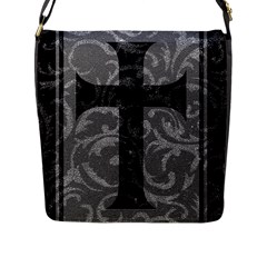 Goth Brocade Cross Flap Closure Messenger Bag (l)