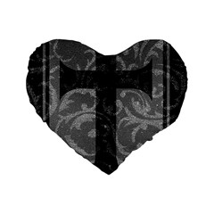 Goth Brocade Cross Standard 16  Premium Flano Heart Shape Cushion 