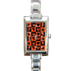 Goth Punk Checkers Rectangular Italian Charm Watch