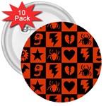 Goth Punk Checkers 3  Button (10 pack) Front