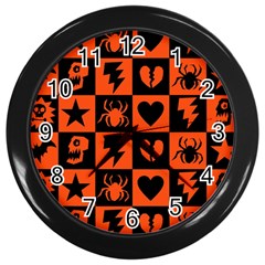 Goth Punk Checkers Wall Clock (black) by ArtistRoseanneJones