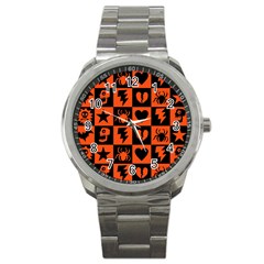 Goth Punk Checkers Sport Metal Watch