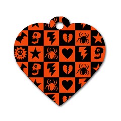 Goth Punk Checkers Dog Tag Heart (two Sided)