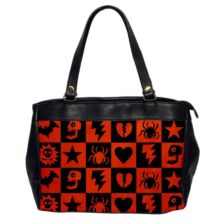 Goth Punk Checkers Oversize Office Handbag (One Side)