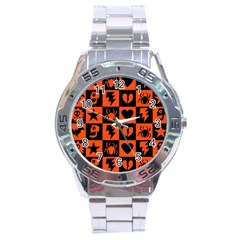 Goth Punk Checkers Stainless Steel Watch by ArtistRoseanneJones