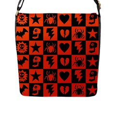 Goth Punk Checkers Flap Closure Messenger Bag (l)