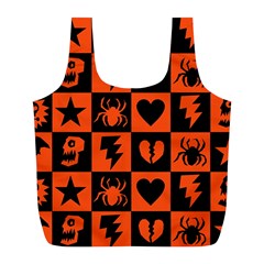 Goth Punk Checkers Reusable Bag (l) by ArtistRoseanneJones