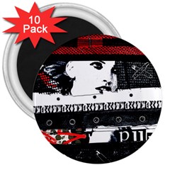 Punk Chick 3  Button Magnet (10 Pack)