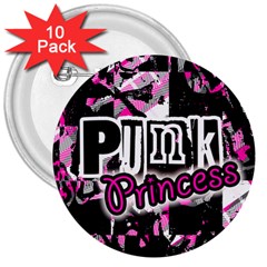 Punk Princess 3  Button (10 Pack) by ArtistRoseanneJones