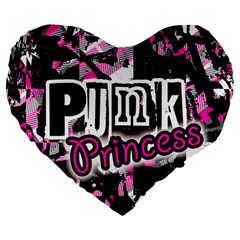 Punk Princess Large 19  Premium Flano Heart Shape Cushion by ArtistRoseanneJones