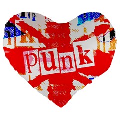 Punk Union Jack Large 19  Premium Heart Shape Cushion