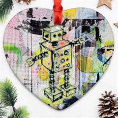 Graffiti Graphic Robot Heart Ornament