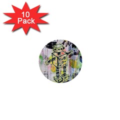 Graffiti Graphic Robot 1  Mini Button (10 Pack)