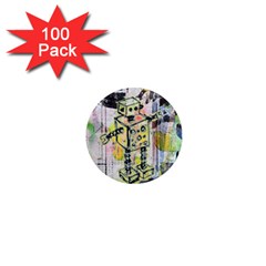 Graffiti Graphic Robot 1  Mini Button Magnet (100 Pack)