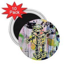 Graffiti Graphic Robot 2 25  Button Magnet (10 Pack) by ArtistRoseanneJones