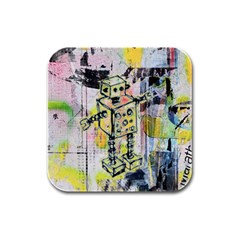 Graffiti Graphic Robot Drink Coasters 4 Pack (square) by ArtistRoseanneJones