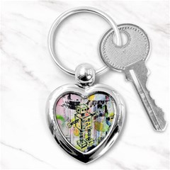 Graffiti Graphic Robot Key Chain (heart)