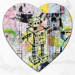 Graffiti Graphic Robot Jigsaw Puzzle (heart) by ArtistRoseanneJones