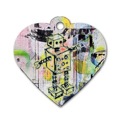 Graffiti Graphic Robot Dog Tag Heart (two Sided)