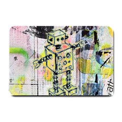 Graffiti Graphic Robot Small Door Mat by ArtistRoseanneJones