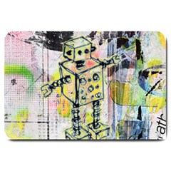 Graffiti Graphic Robot Large Door Mat by ArtistRoseanneJones