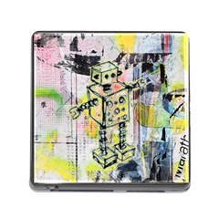 Graffiti Graphic Robot Memory Card Reader With Storage (square) by ArtistRoseanneJones