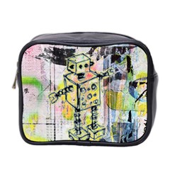 Graffiti Graphic Robot Mini Travel Toiletry Bag (two Sides)